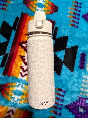 SM White Leopard-Print Insulated Water Bottle